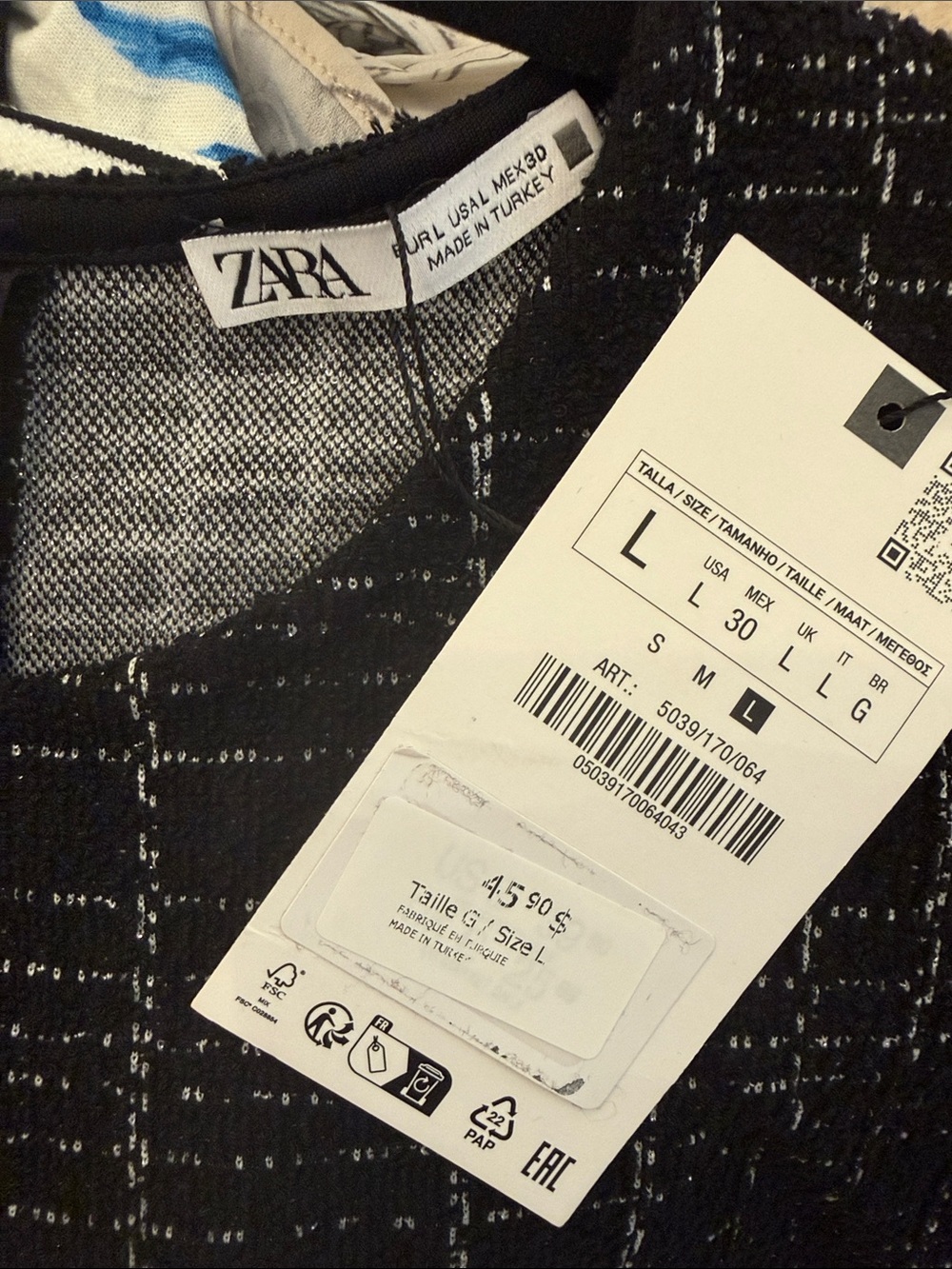 Zara Black and White Tweed Mini Dress - Picture 3 of 3